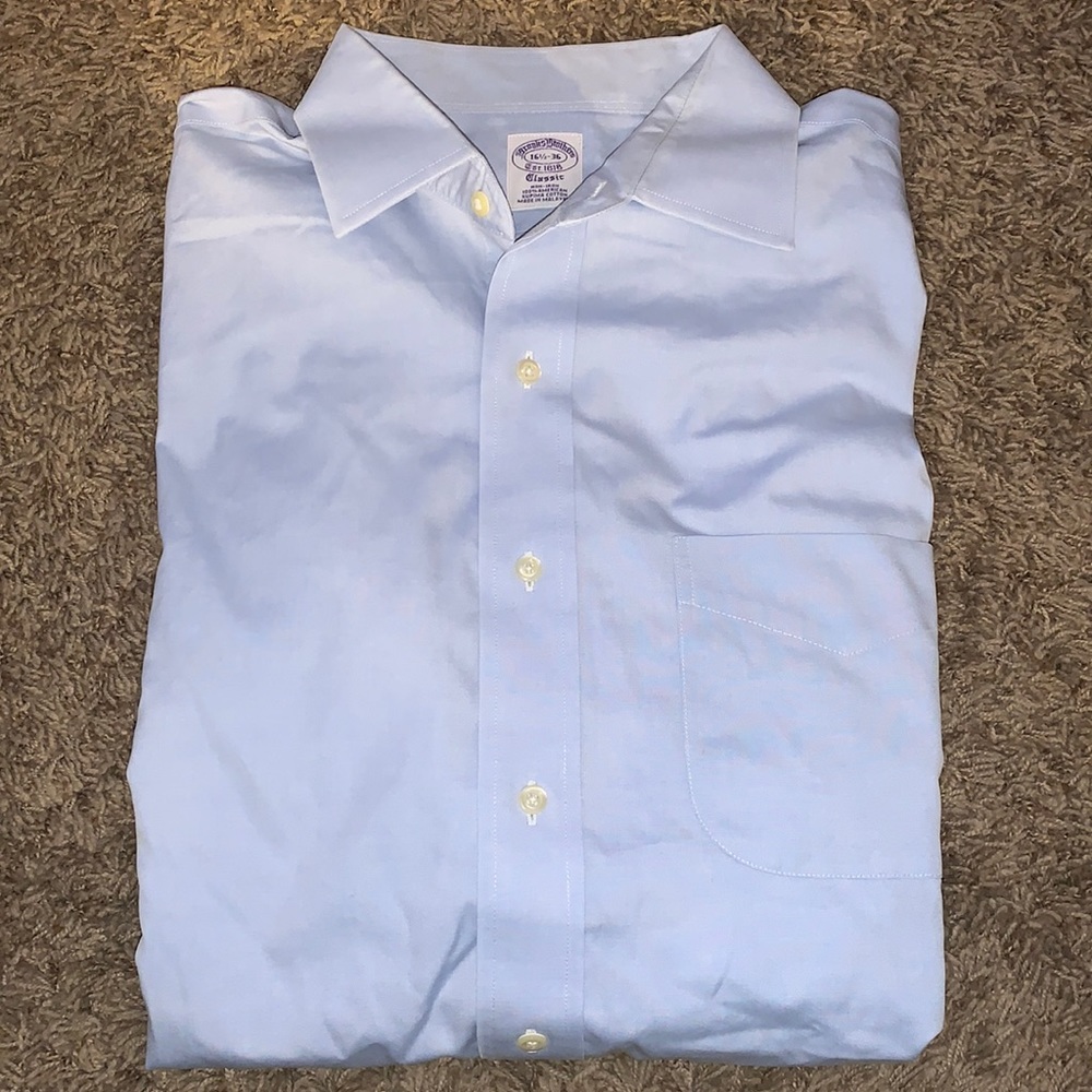 Mens Brooks Brothers Light Blue Classic Dress Shirt Size 16.5-36